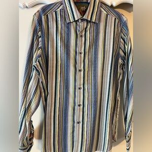 Robert Graham Men's Long Sleeve Button Shirt Paisley Multicolor Classic Flip